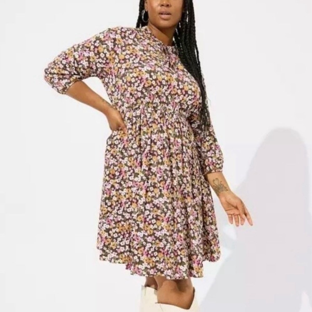 Torrid Ditsy Floral Mini Stretch Challis ‎ Dress Size 3X Pockets